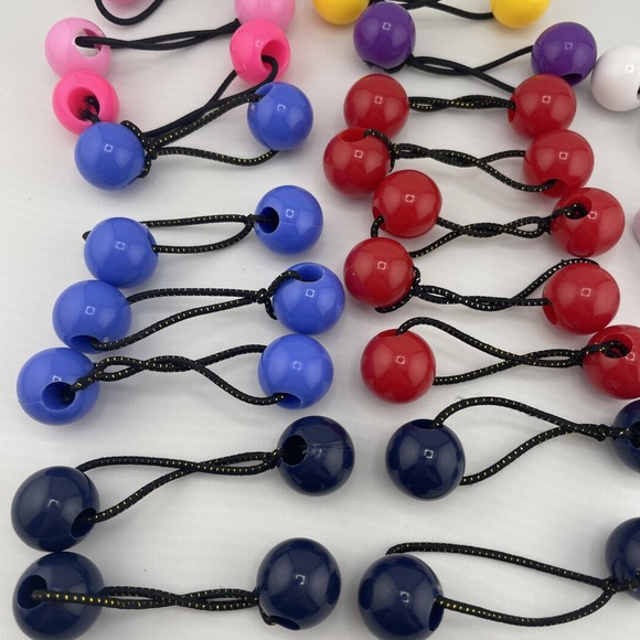Vintage Lot Girl's assorted colors Knocker Ball Bobble Twin Hair Tie Pony holder - Picture 3 of 5